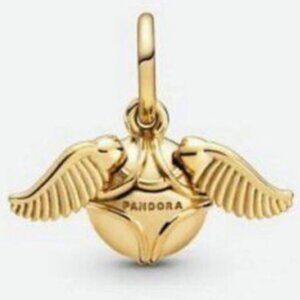 New Pandora Shine Gold Harry Potter Golden Snitch Wings Pendant Charm